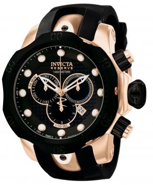 Invicta 0361 Men's Reserve Venom Two Tone Chronograph Black Dial Rubber Strap Watch