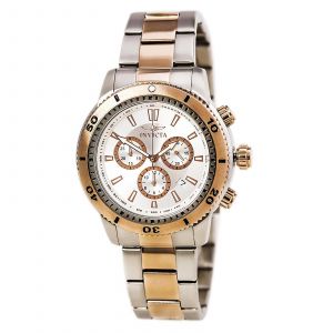 Invicta 1204 Men's Specialty II Chronograph Silver Dial Two Tone Stainless Steel Bracelet Watch