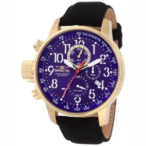 Invicta 1516 Men's Gold Blue Dial 1/10 Second Lefty Chronograph