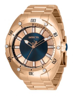 Invicta Men's 33757 Venom Quartz 3 Hand Blue, Rose Gold Dial Watch