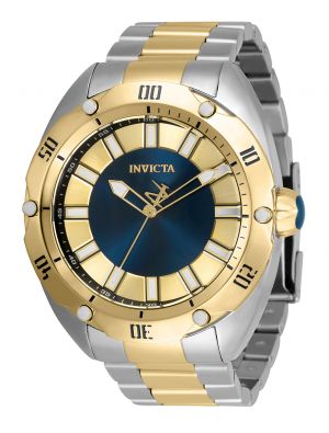Invicta Men's 33765 Venom Quartz 3 Hand Gold, Blue Dial Watch