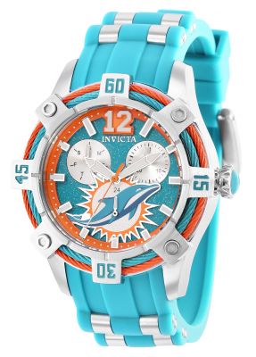 Invicta Women's 35796 NFL Miami Dolphins Quartz Multifunction Silver, White, Light Blue, Orange Dial Watch
