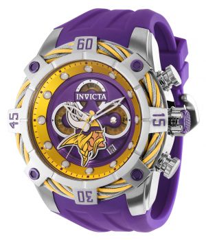 Invicta Men's 35845 NFL Minnesota Vikings Quartz Multifunction White, Yellow, Purple Dial Watch