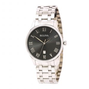 Bulova 96B261 Men's Classic Gunmetal Dial Stainless Steel Bracelet Watch