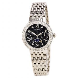 Bulova 96R210 Women's Diamond Accented Bezel Blue Dial Stainless Steel Bracelet Watch