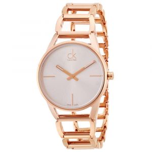Calvin Klein K3G23626 Women's Stately Silver Dial Rose Gold Steel Bracelet Dress Watch