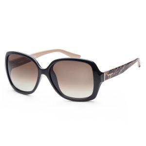 Ferragamo Women's SF715S-009 Fashion 56 mm Black Antiqued Wood Sunglasses