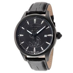 Montegrappa Men's IDF$WALC Cash 42mm Black Dial Leather Watch