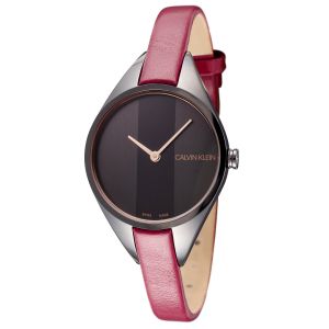 Calvin Klein Women's K8P237U1 Rebel 29mm Black and Red Dial Leather Watch