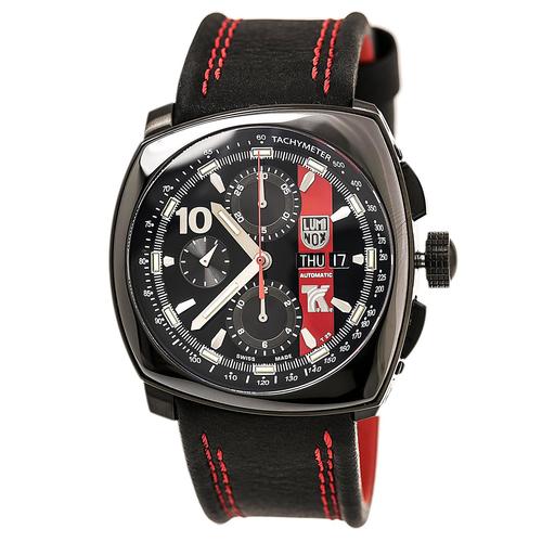Luminox 1181 Men's Tony Kanaan Valjoux Automatic Black Dial Black Leather Strap Chronograph Watch
