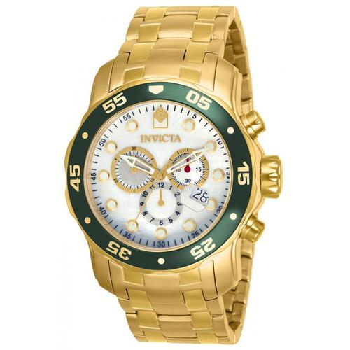 Invicta 80073 Men's Pro Diver Chronograph MOP Dial Gold Plated Steel Dive Watch